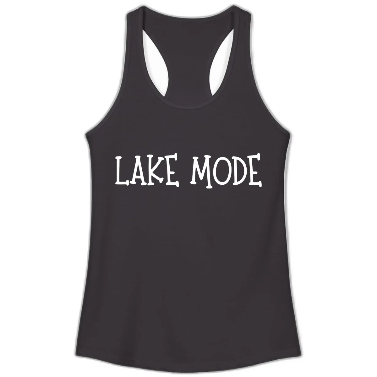 Lake Mode Typography Design Ladies Tank in Black