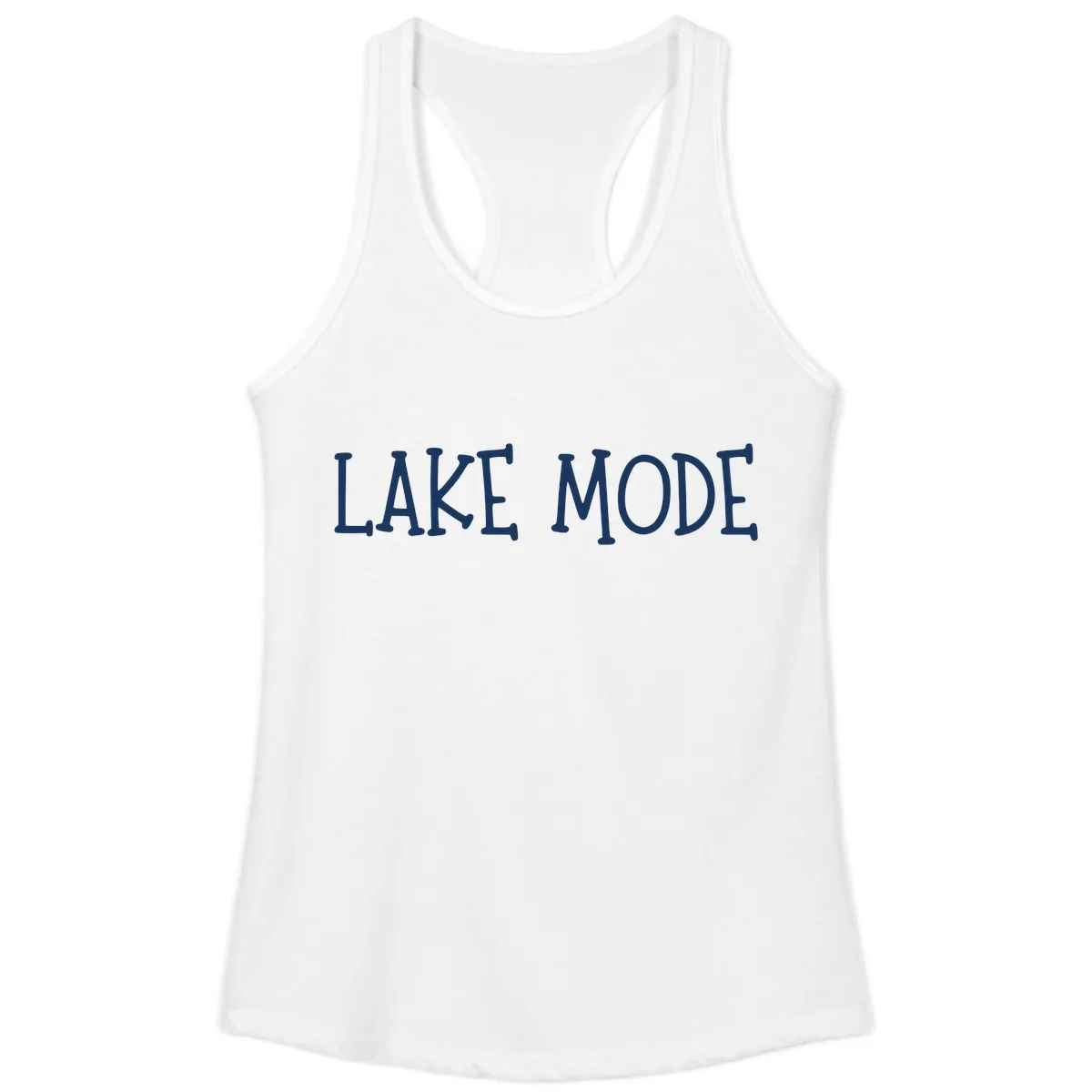 Lake Mode Typography Design Ladies Tank in White