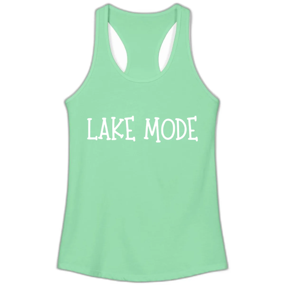 Lake Mode Typography Design Ladies Tank in Solid Mint