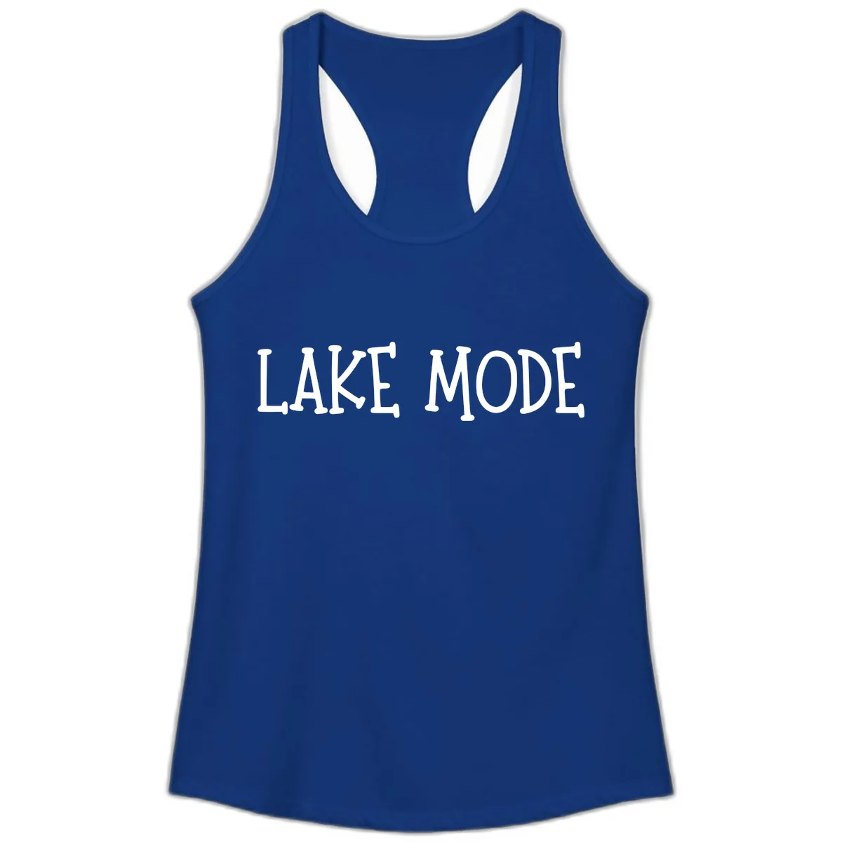 Lake Mode Typography Design Ladies Tank in Solid Royal