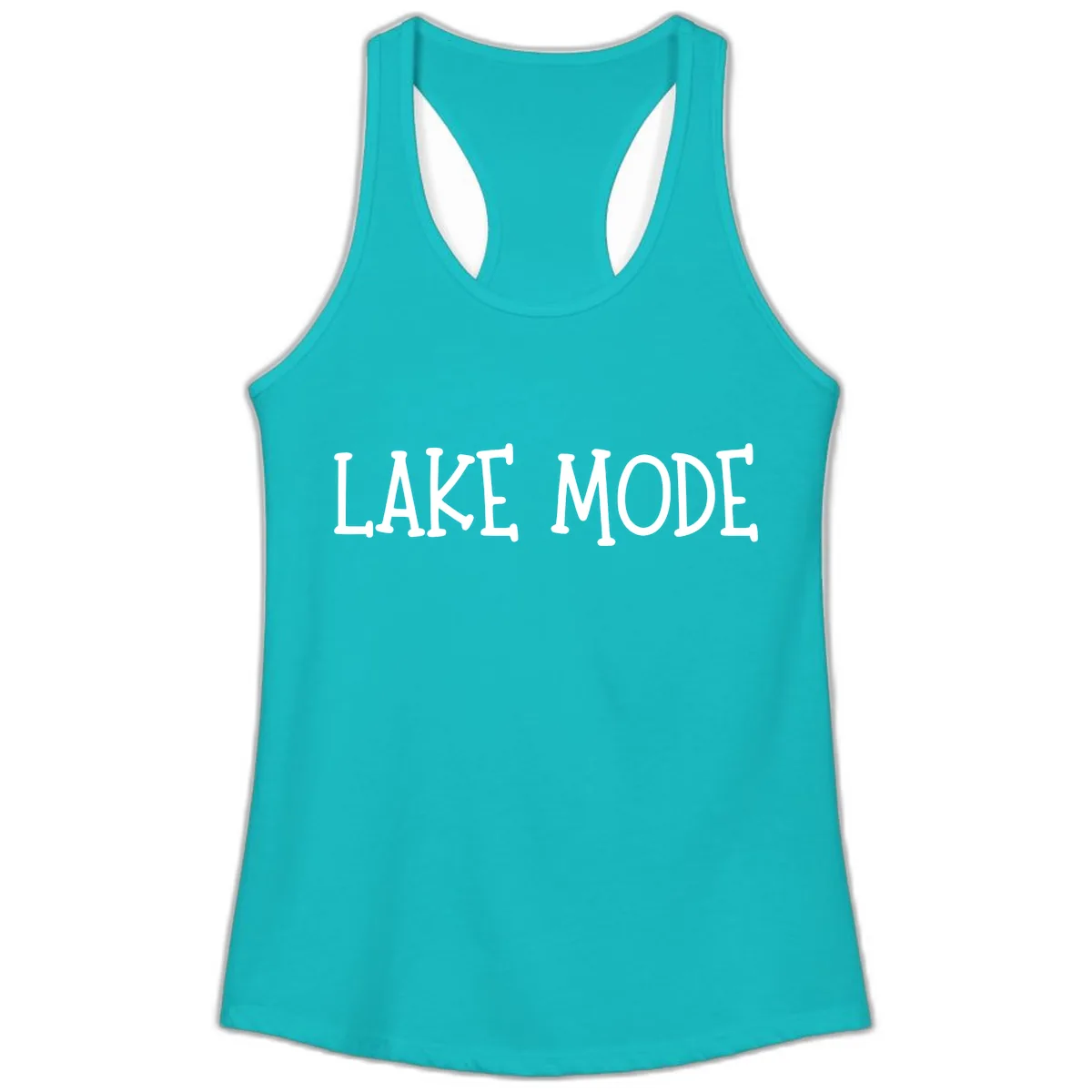 Lake Mode Typography Design Ladies Tank in Tahiti Blue