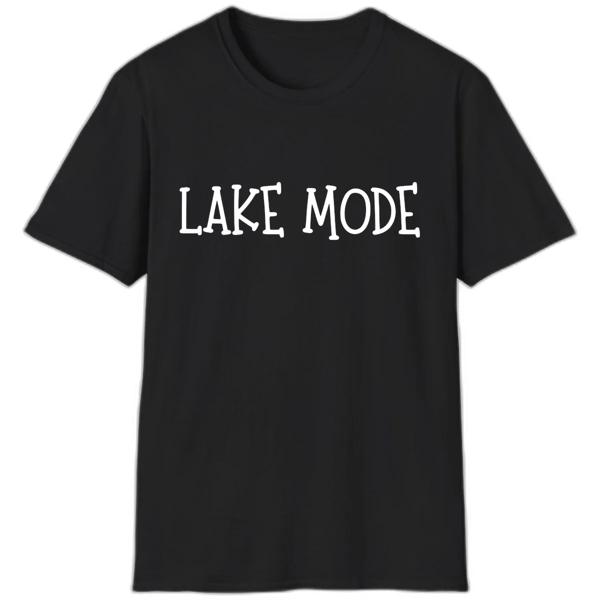 Lake Mode Typography Design T-Shirt in Black