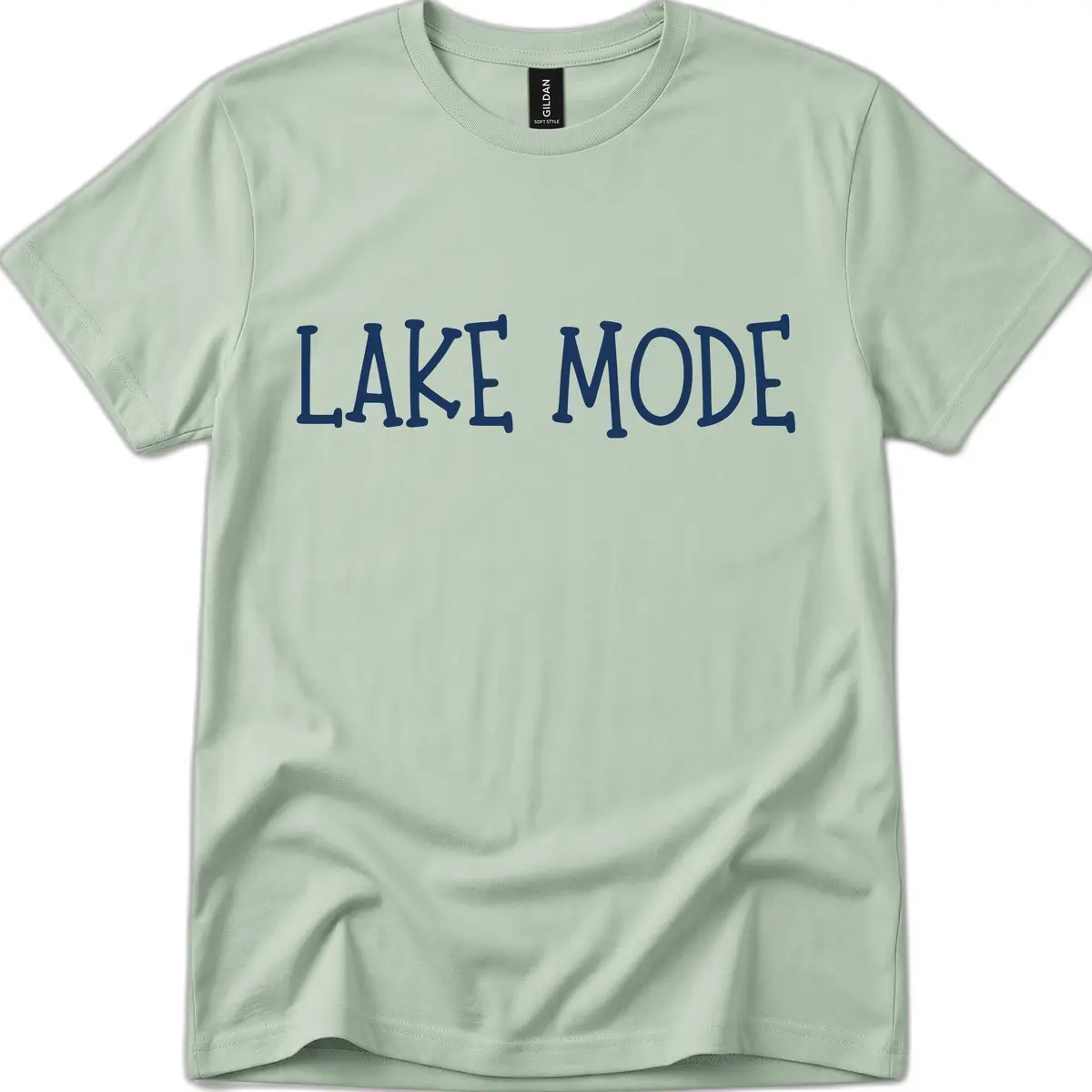 Lake Mode Typography Design T-Shirt in Sage