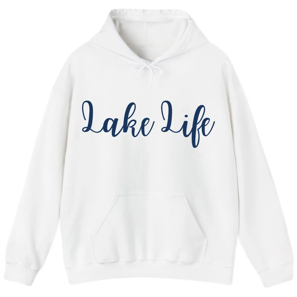 Lake Life Script Design Hoodie in White