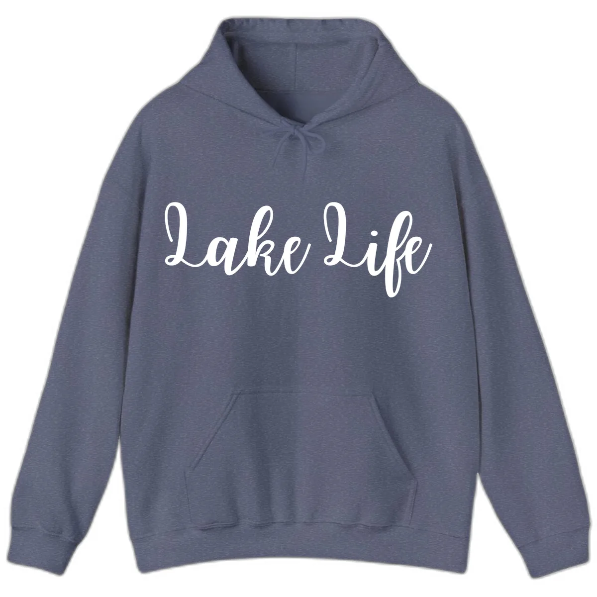 Lake Life Script Design Hoodie in Heather Navy
