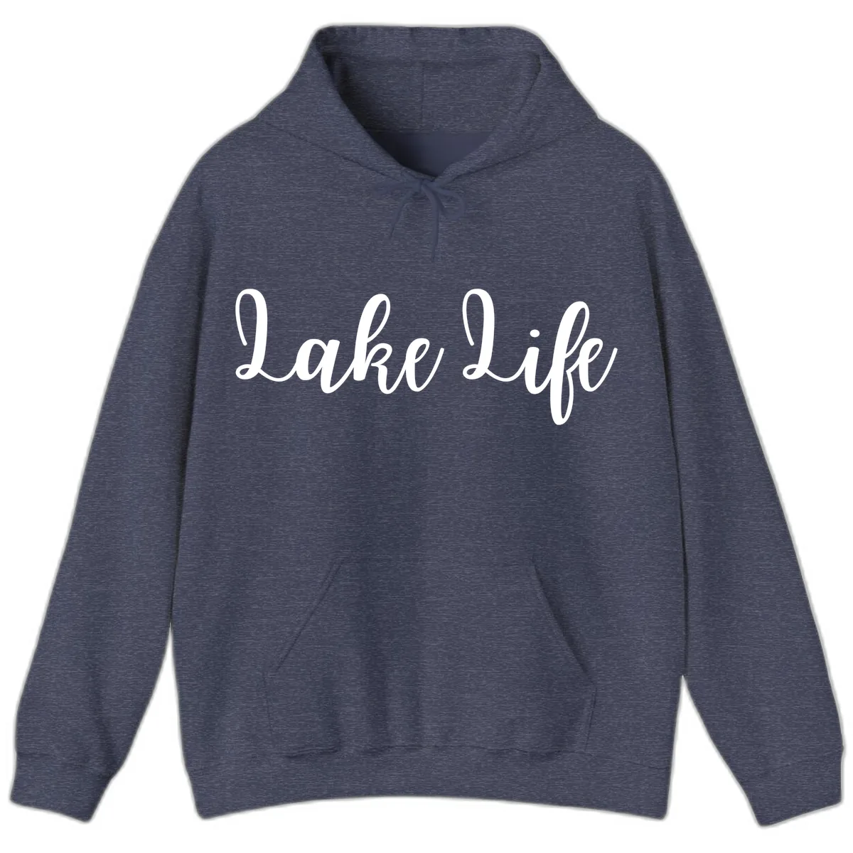 Lake Life Script Design Hoodie in Heather Sport Dark Navy