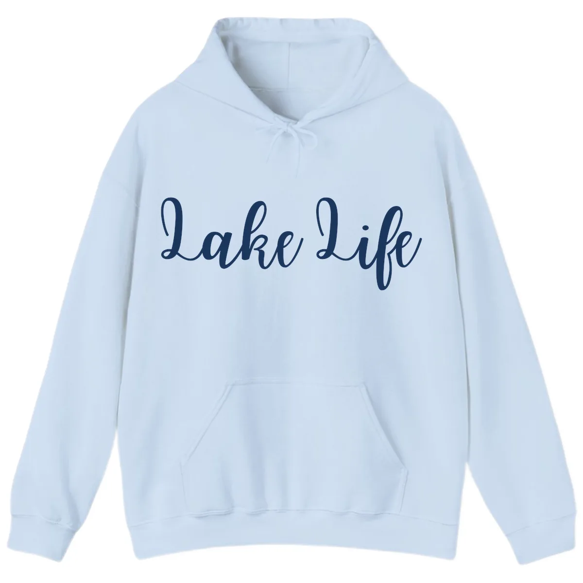 Lake Life Script Design Hoodie in Light Blue