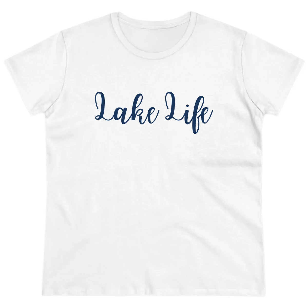Lake Life Script Design Ladies Tee in White