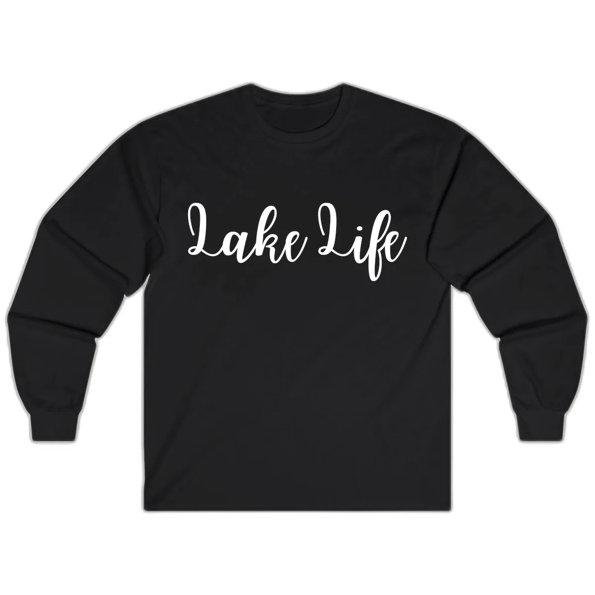 Lake Life Script Design Long Sleeve in Black