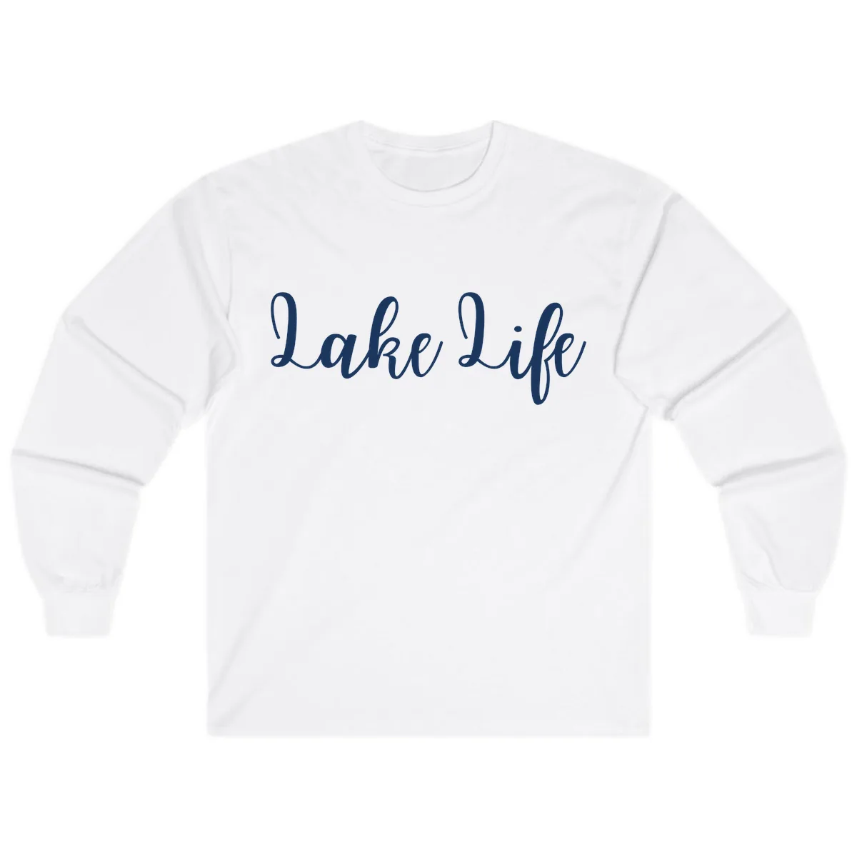 Lake Life Script Design Long Sleeve in White