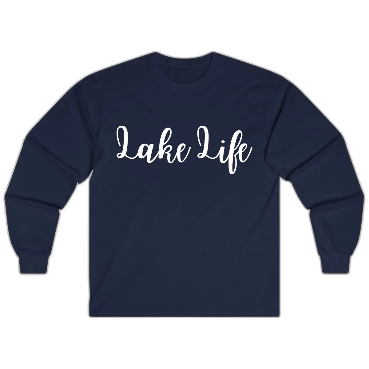 Lake Life Script Design Long Sleeve in Navy