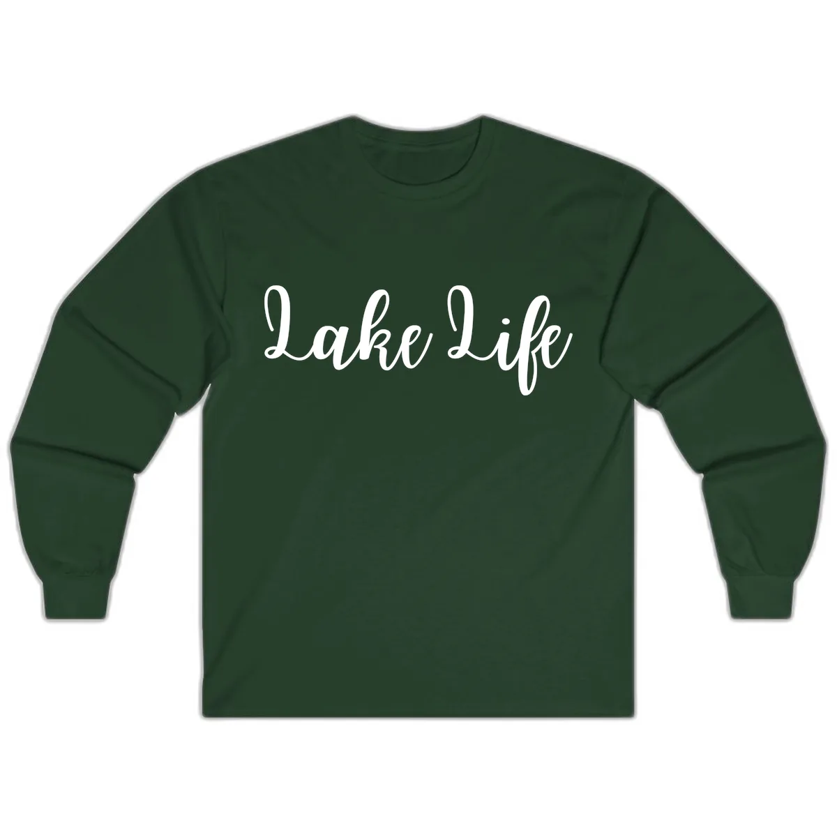 Lake Life Script Design Long Sleeve in Forest Green