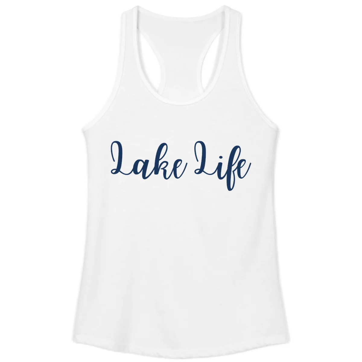 Lake Life Script Design Ladies Tank in White