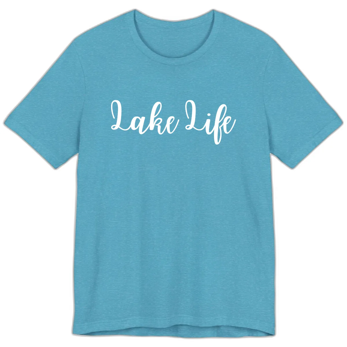 Lake Life Script Design Premium T-Shirt in Heather Aqua