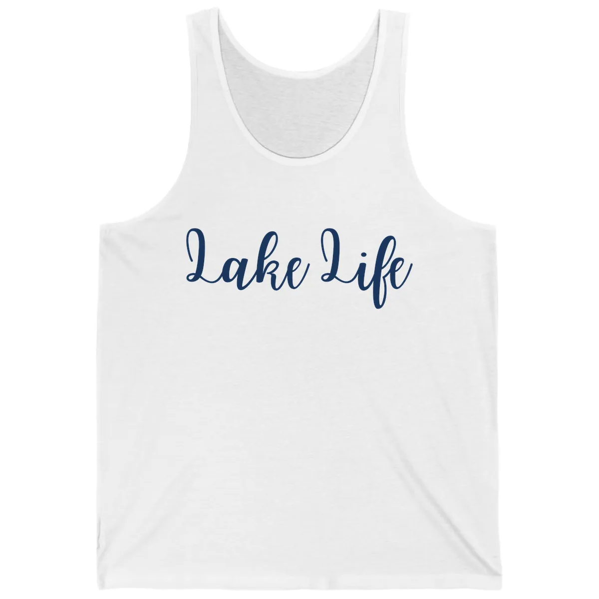 Lake Life Script Design Tank in White
