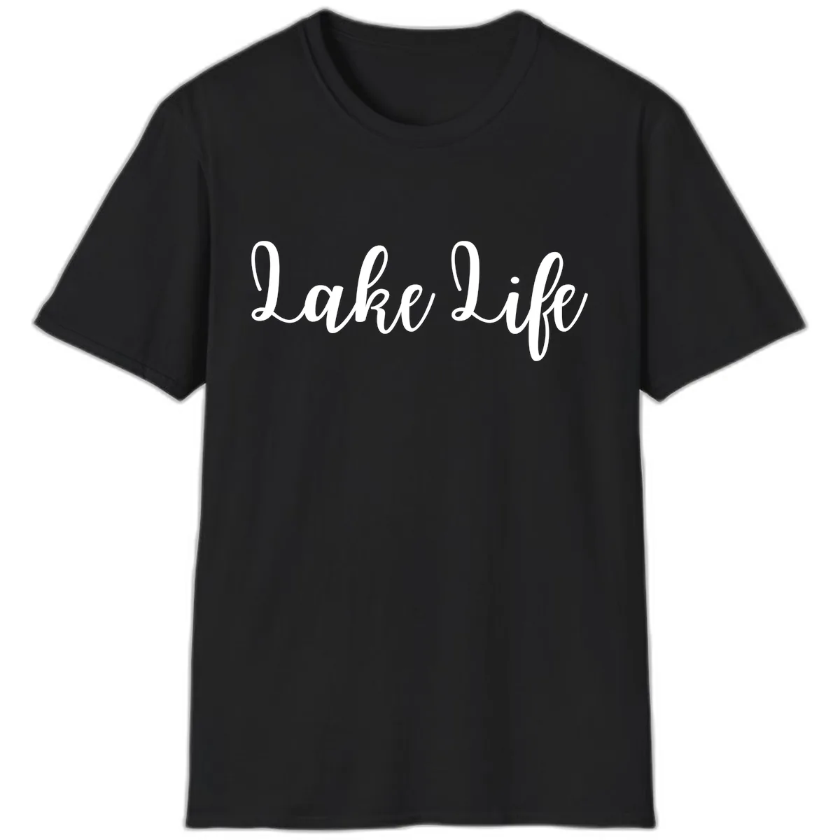 Lake Life Script Design T-Shirt in Black