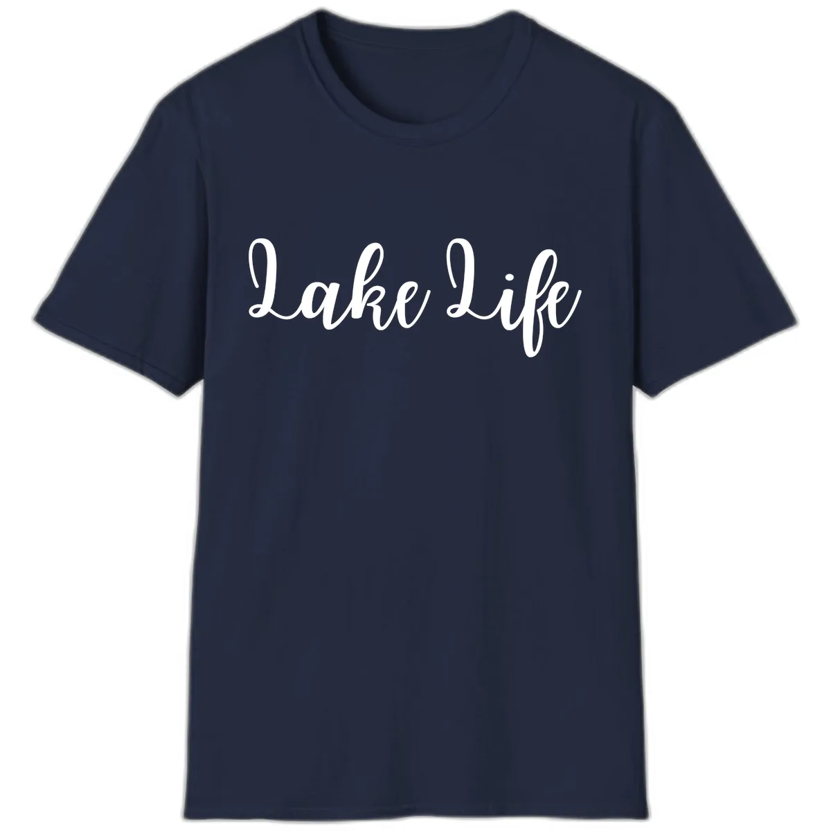 Lake Life Script Design T-Shirt in Navy