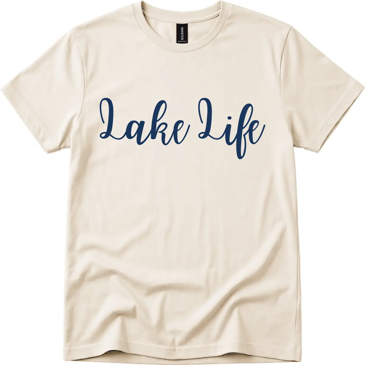 Lake Life Script Design T-Shirt in Natural