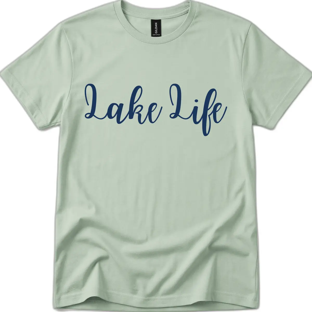 Lake Life Script Design T-Shirt in Sage