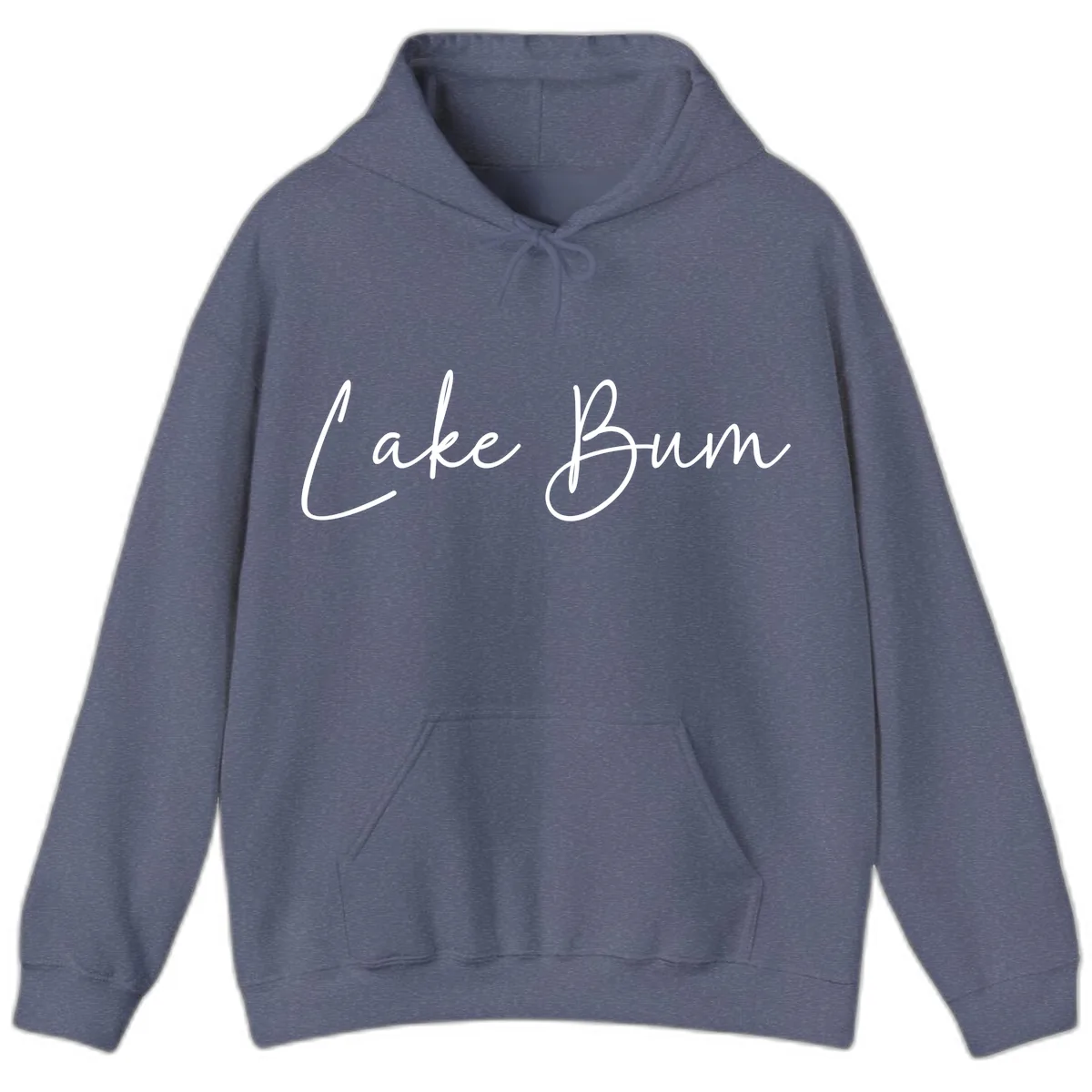 Lake Bum Script Logo Hoodie in Heather Navy