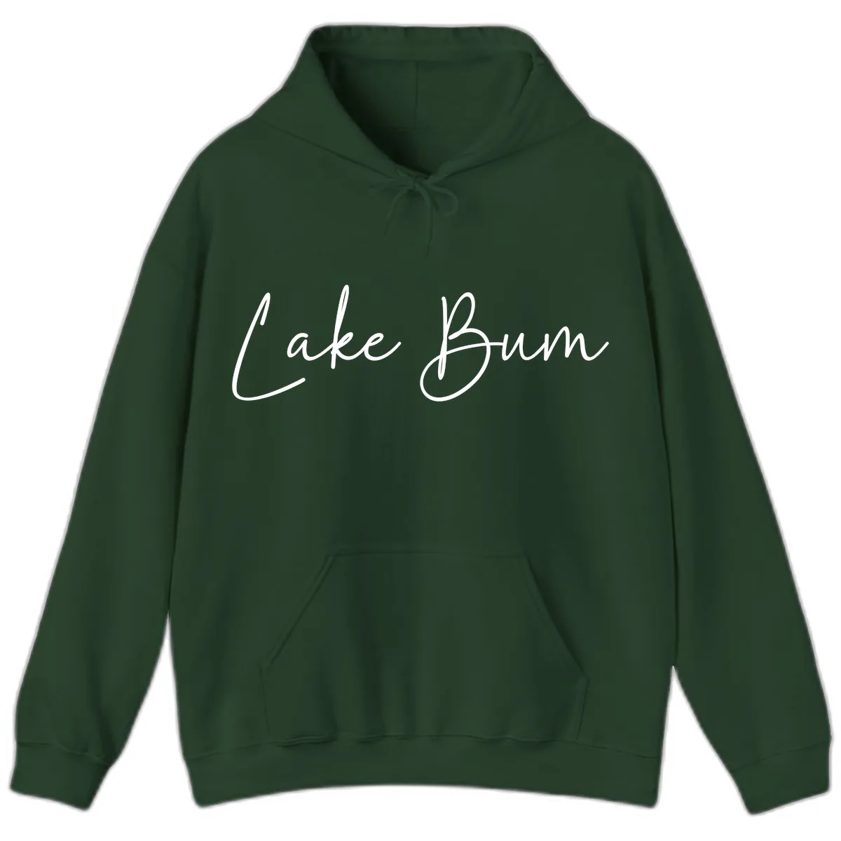 Lake Bum Script Logo Hoodie in Forest Green