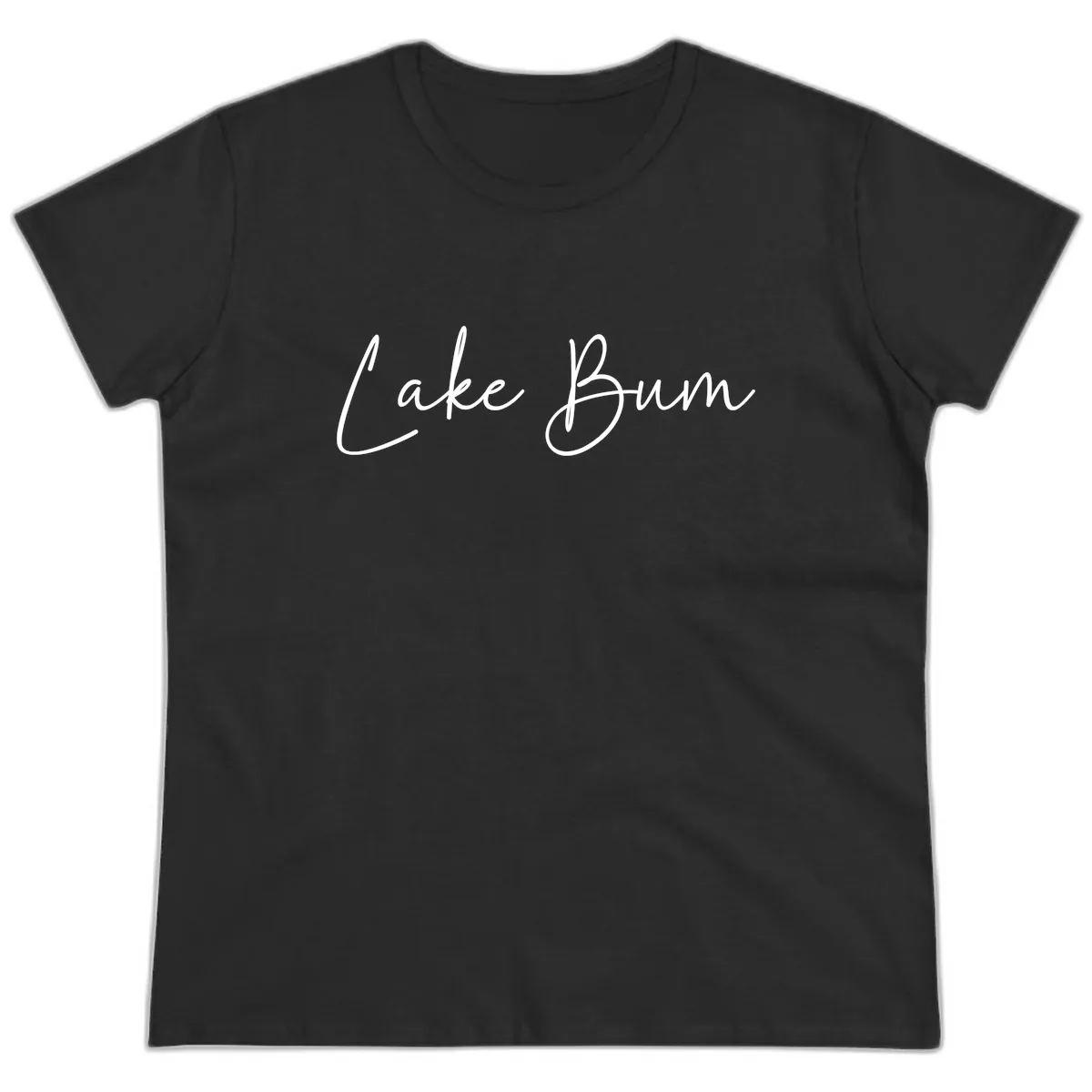 Lake Bum Script Logo Ladies Tee in Black