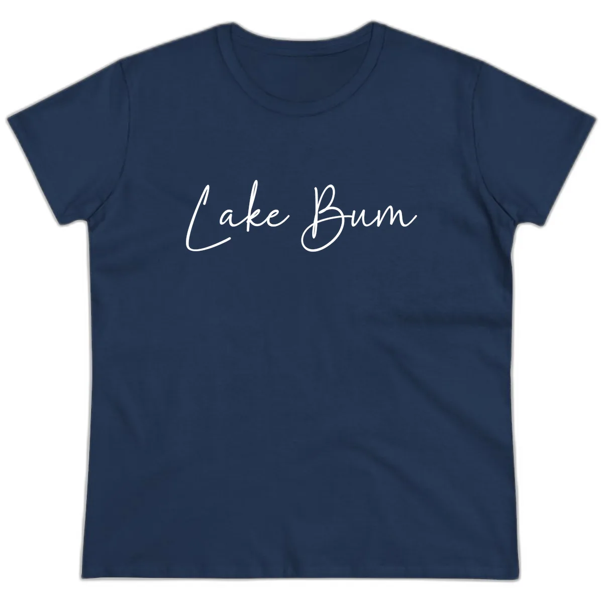 Lake Bum Script Logo Ladies Tee in Navy