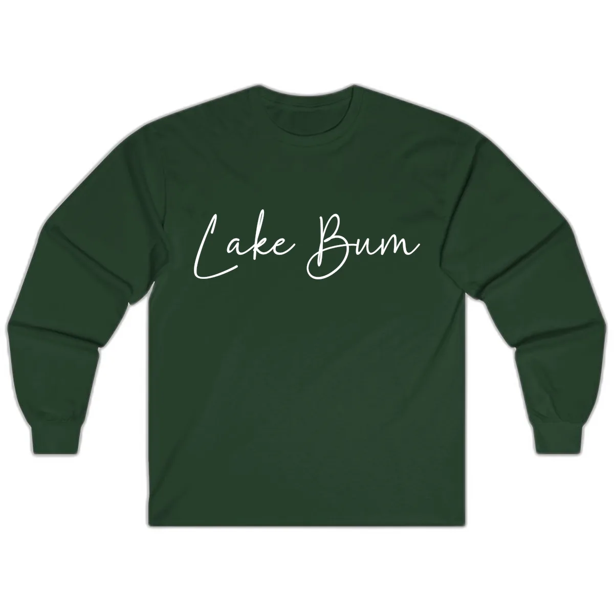 Lake Bum Script Logo Long Sleeve in Forest Green