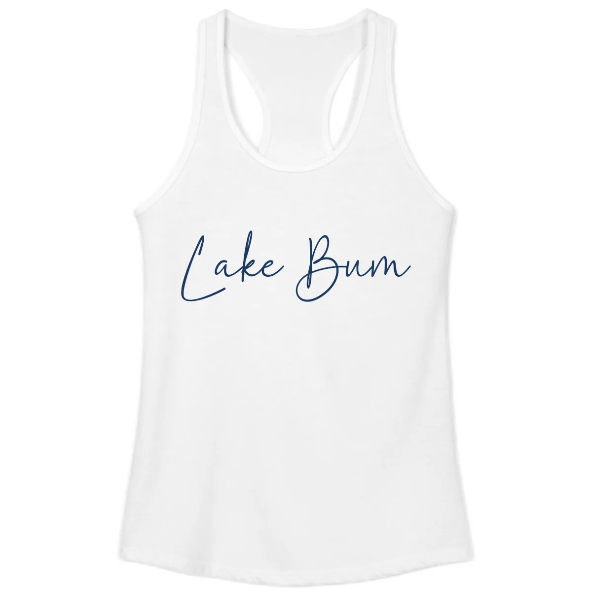 Lake Bum Script Logo Ladies Tank in White