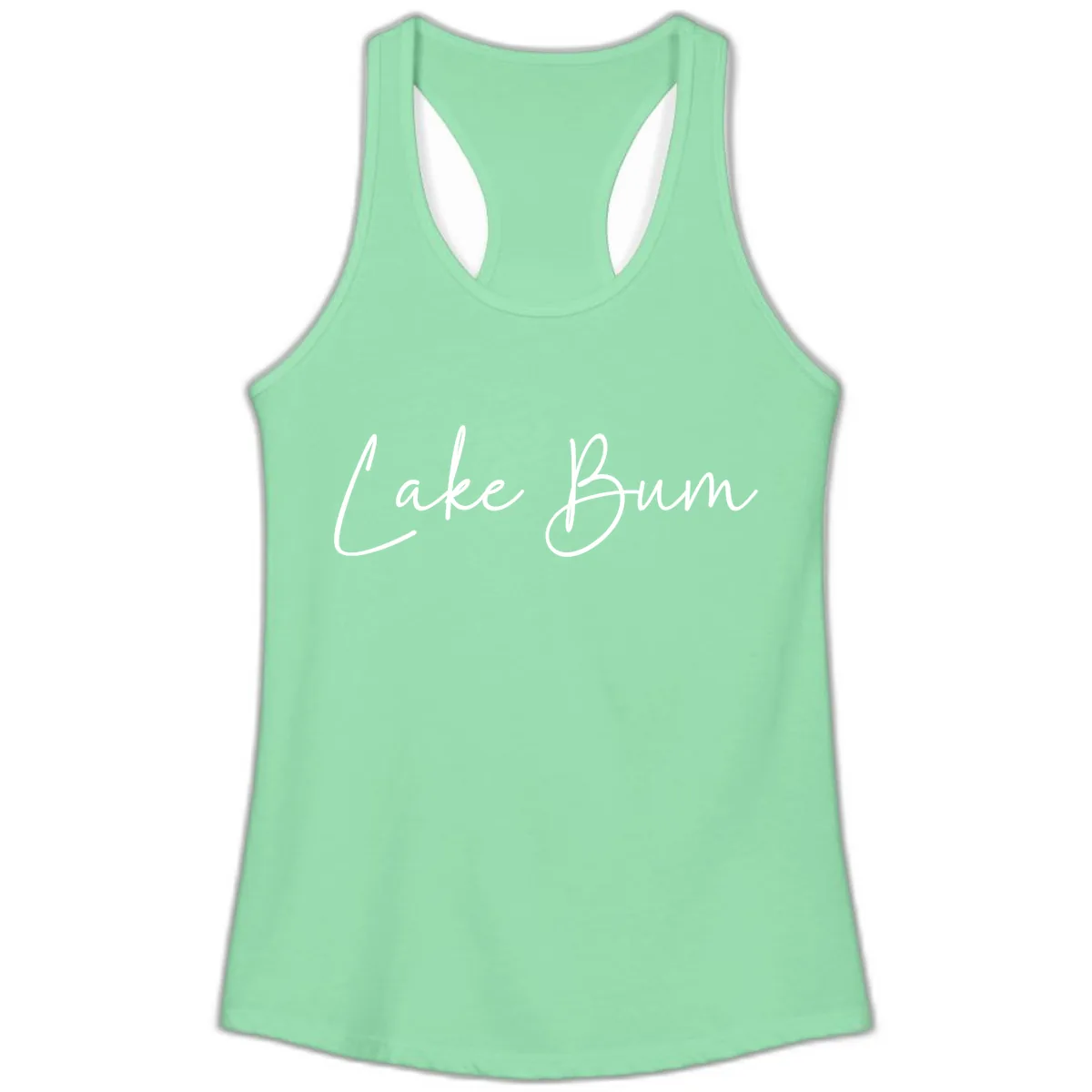 Lake Bum Script Logo Ladies Tank in Solid Mint