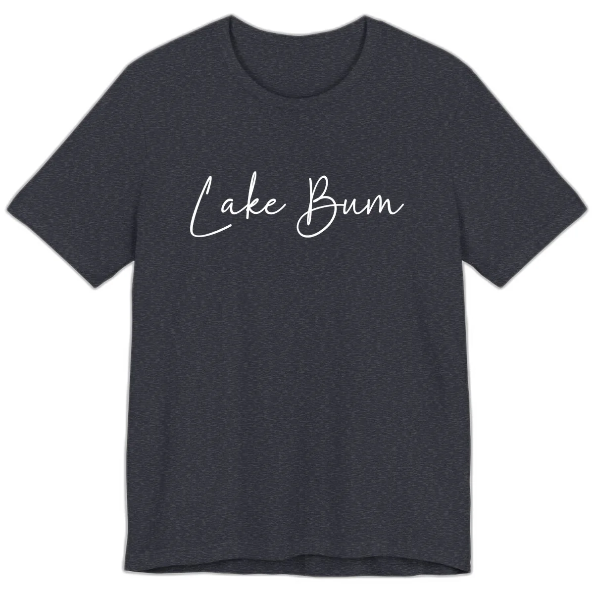 Lake Bum Script Logo Premium T-Shirt in Heather Navy