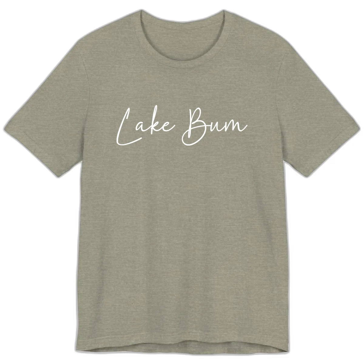 Lake Bum Script Logo Premium T-Shirt in Heather Stone