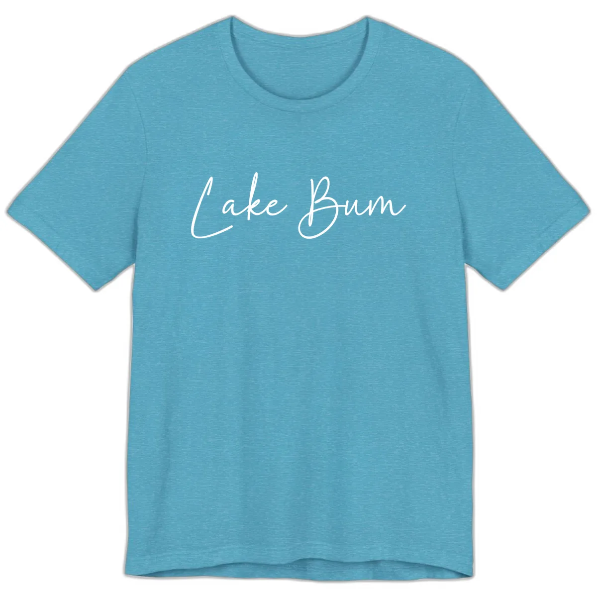 Lake Bum Script Logo Premium T-Shirt in Heather Aqua