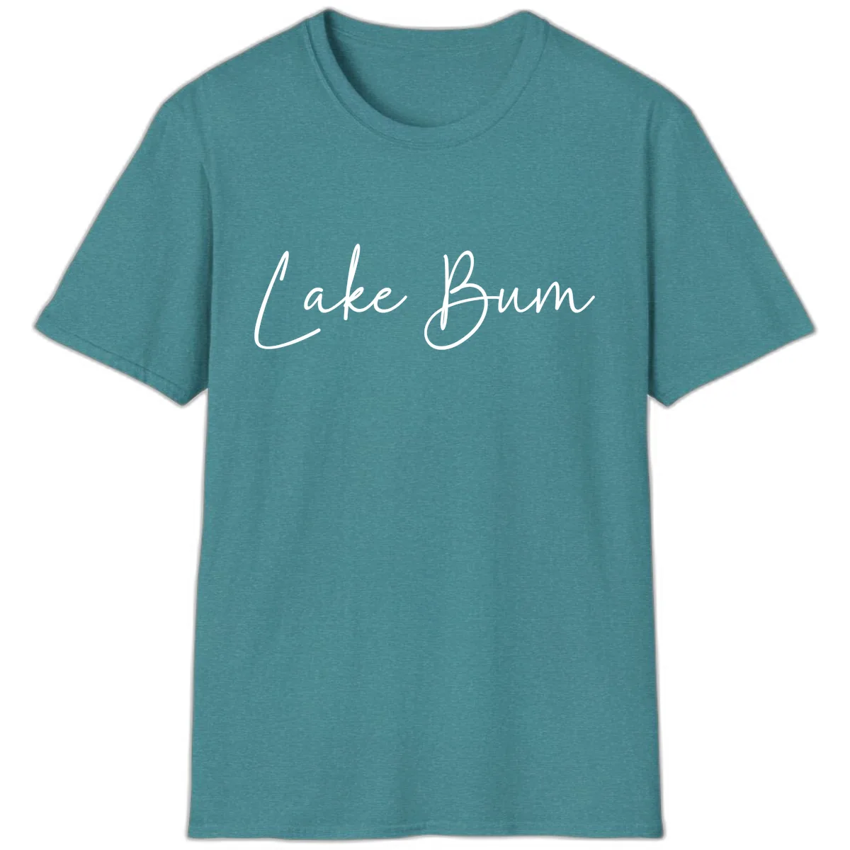 Lake Bum Script Logo T-Shirt in Heather Galapagos Blue