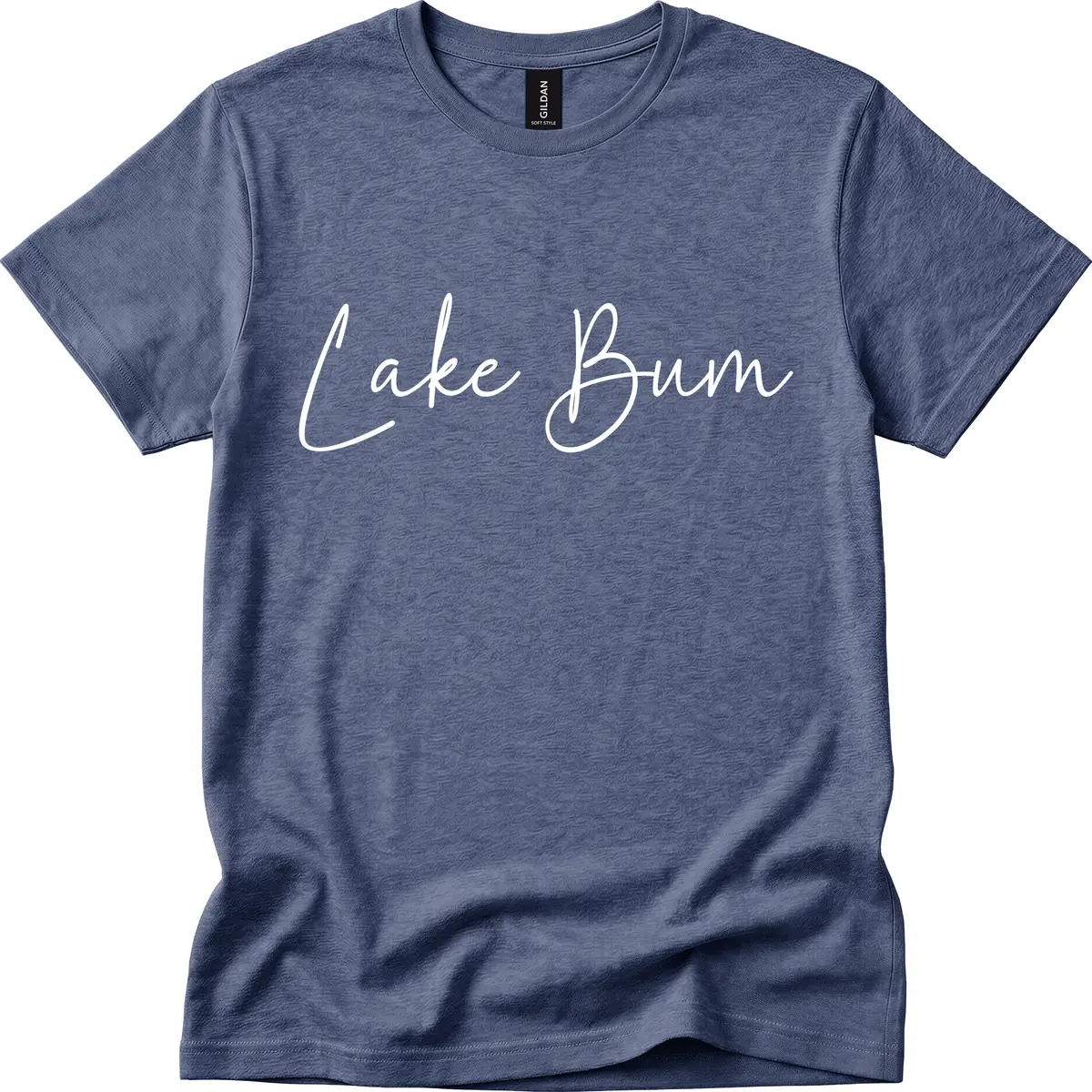 Lake Bum Script Logo T-Shirt in Heather Navy