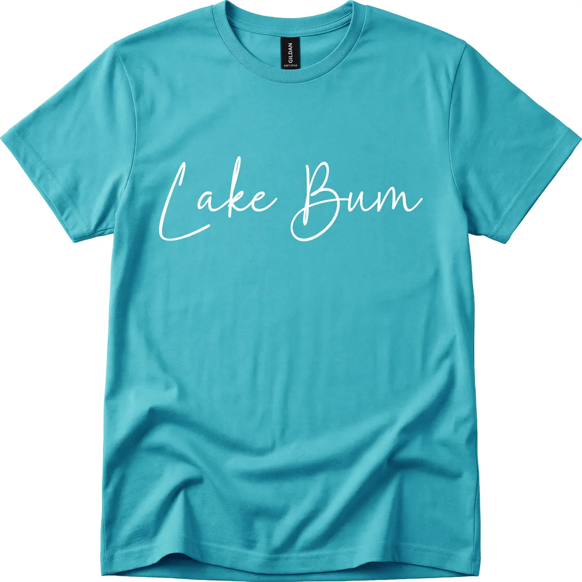 Lake Bum Script Logo T-Shirt in Tropical Blue