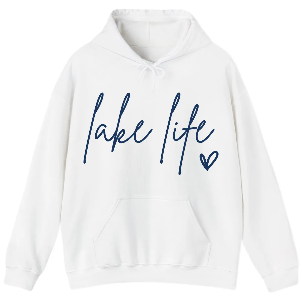 Lake Life Script Design Hoodie in White