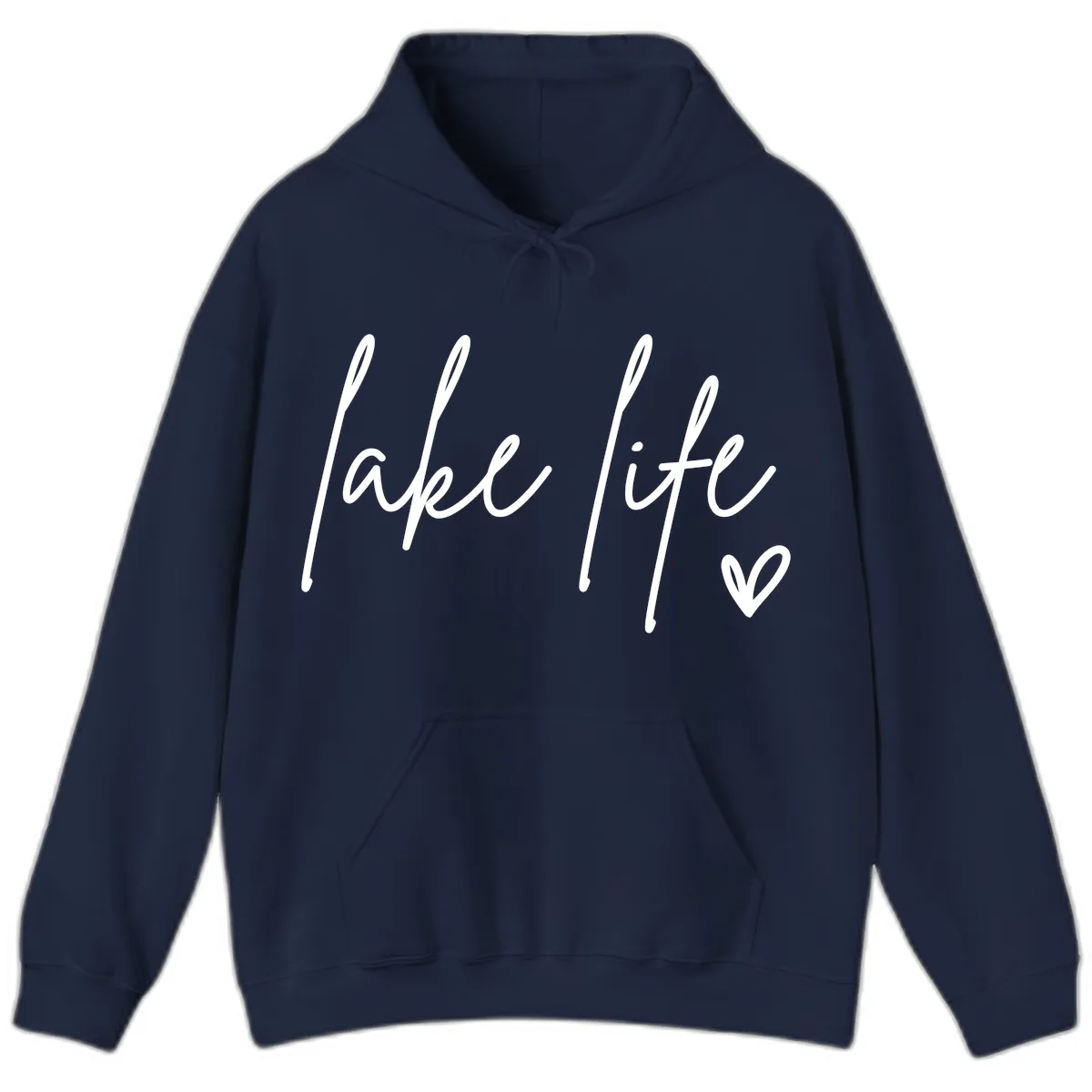 Lake Life Script Design Hoodie in Navy