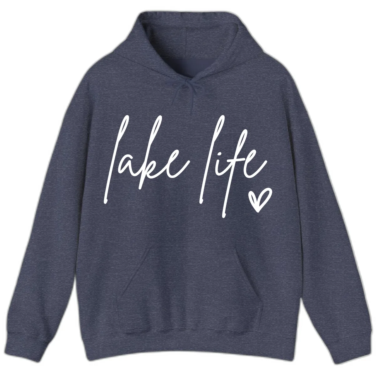 Lake Life Script Design Hoodie in Heather Sport Dark Navy