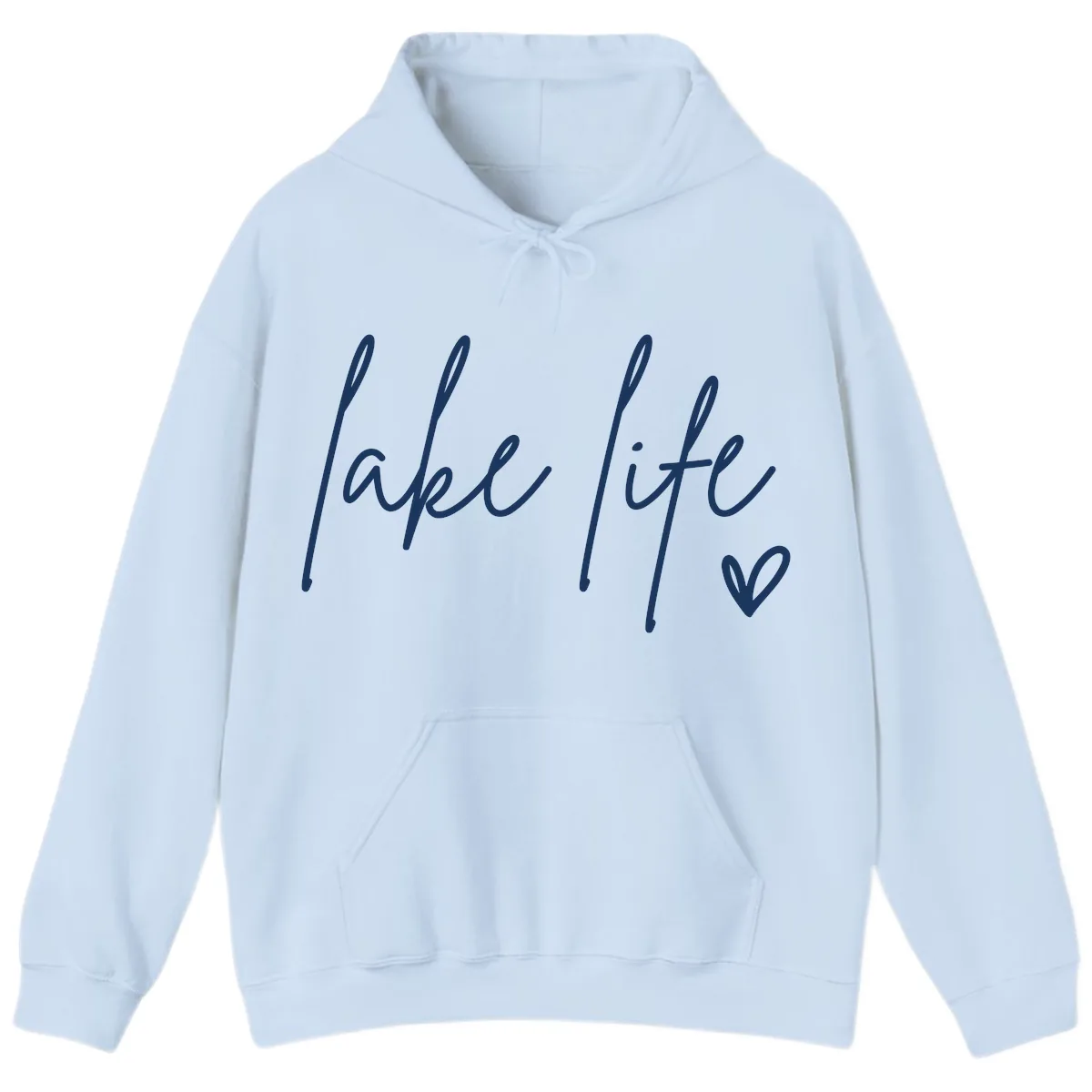 Lake Life Script Design Hoodie in Light Blue