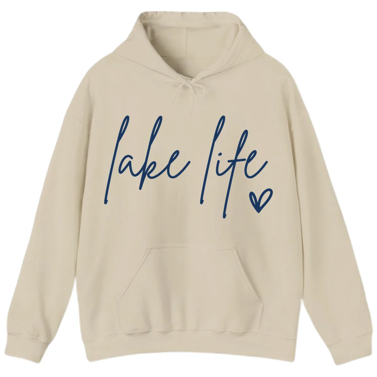 Lake Life Script Design Hoodie in Sand