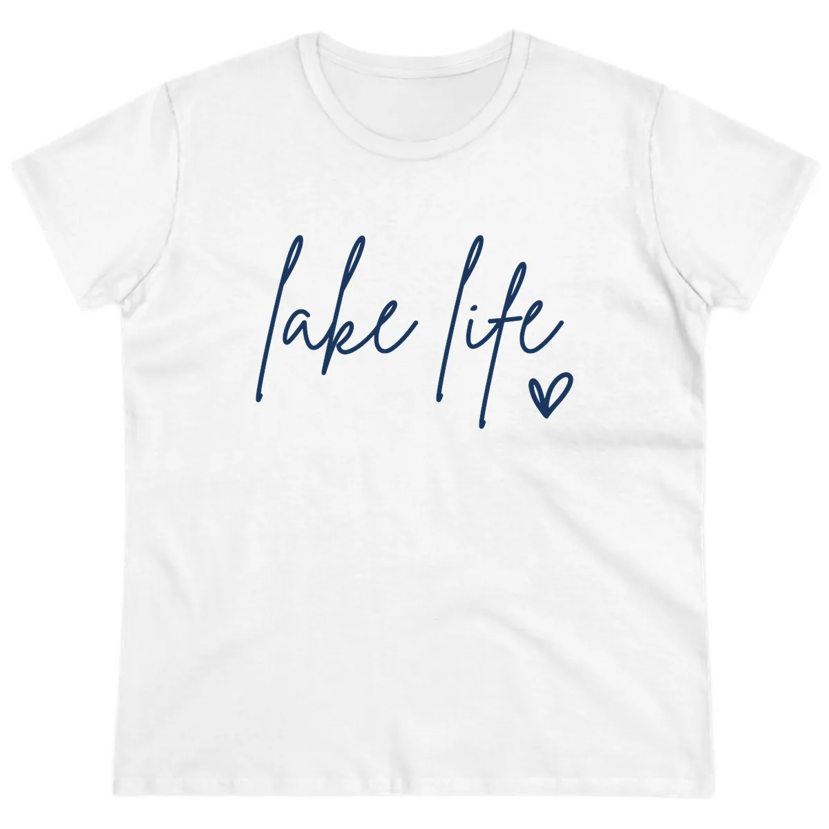 Lake Life Script Design Ladies Tee in White