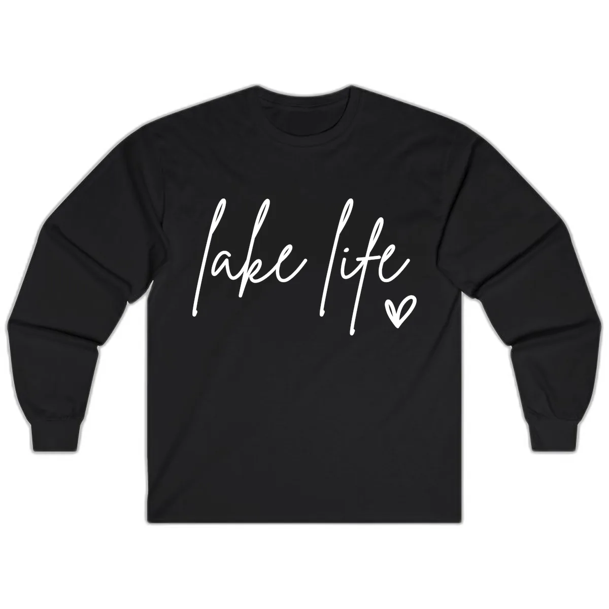 Lake Life Script Design Long Sleeve in Black