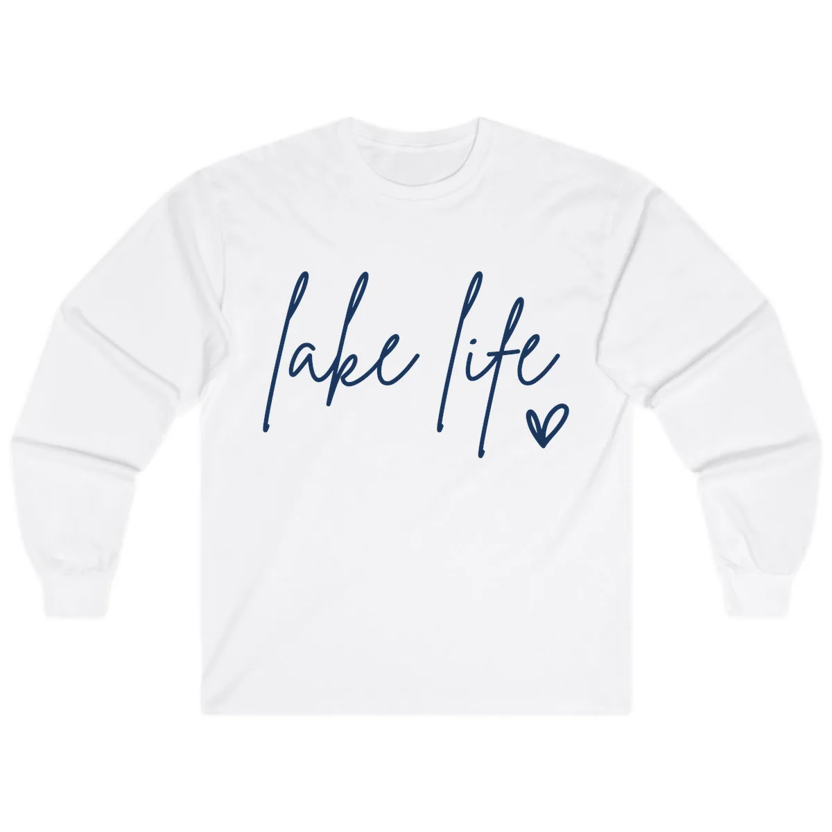 Lake Life Script Design Long Sleeve in White