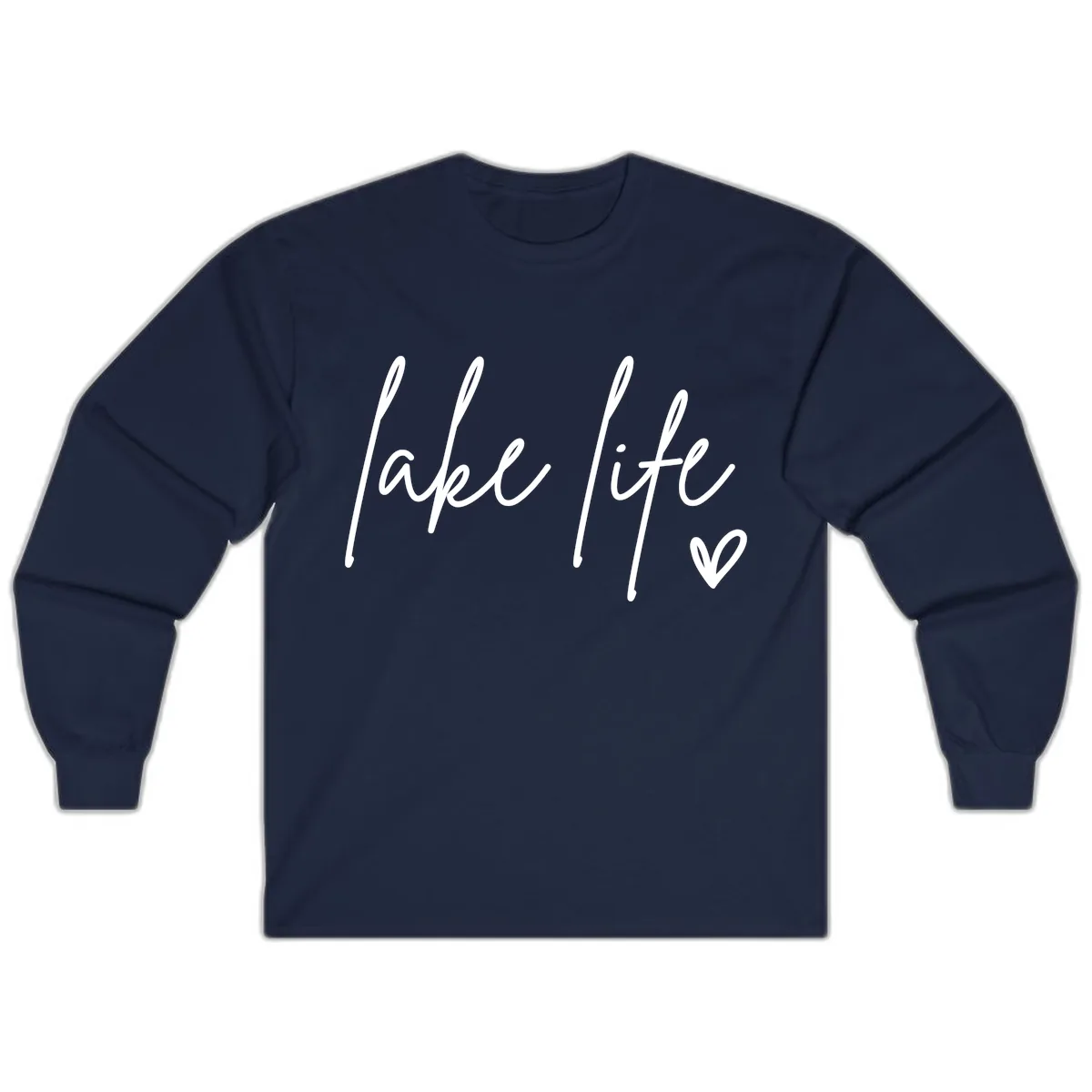 Lake Life Script Design Long Sleeve in Navy