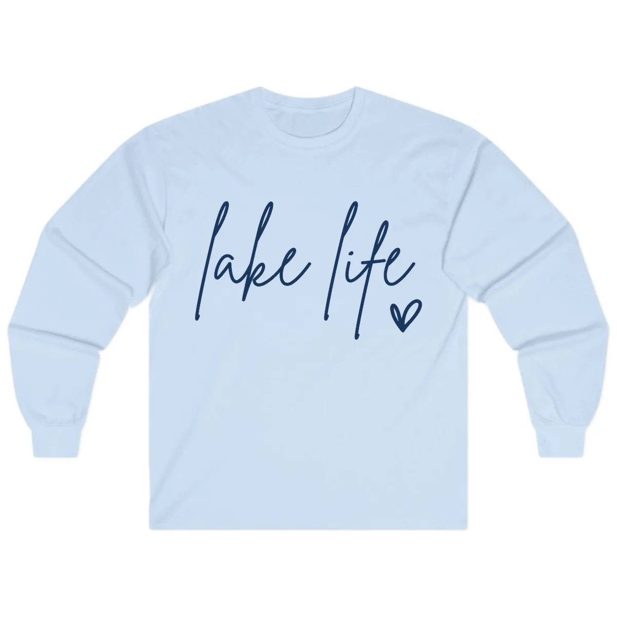 Lake Life Script Design Long Sleeve in Light Blue
