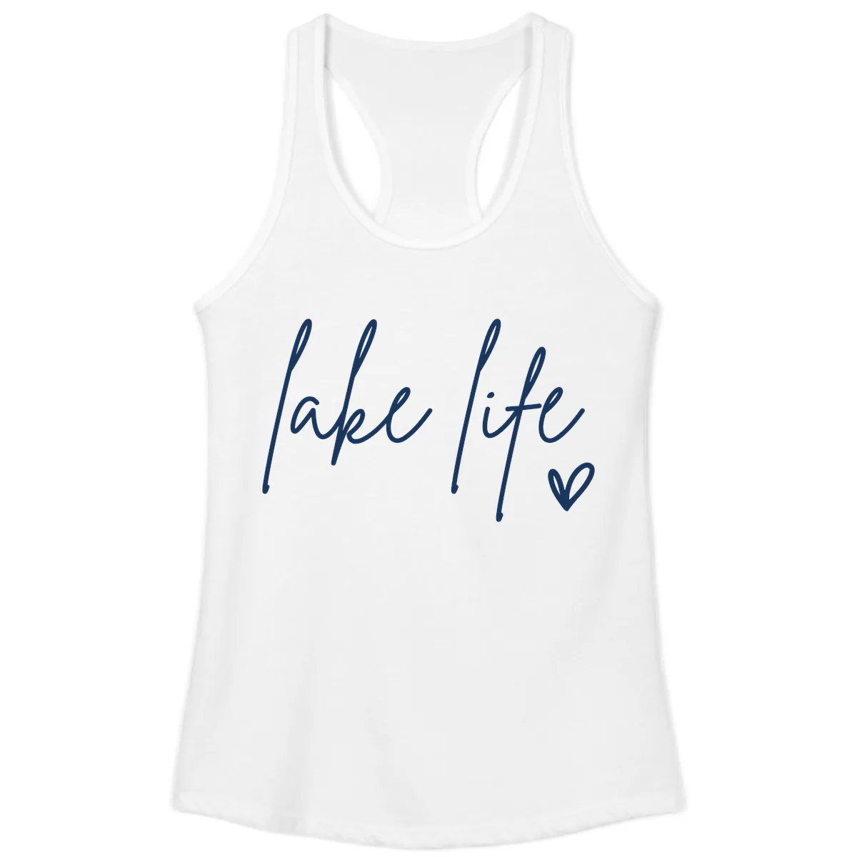 Lake Life Script Design Ladies Tank in White