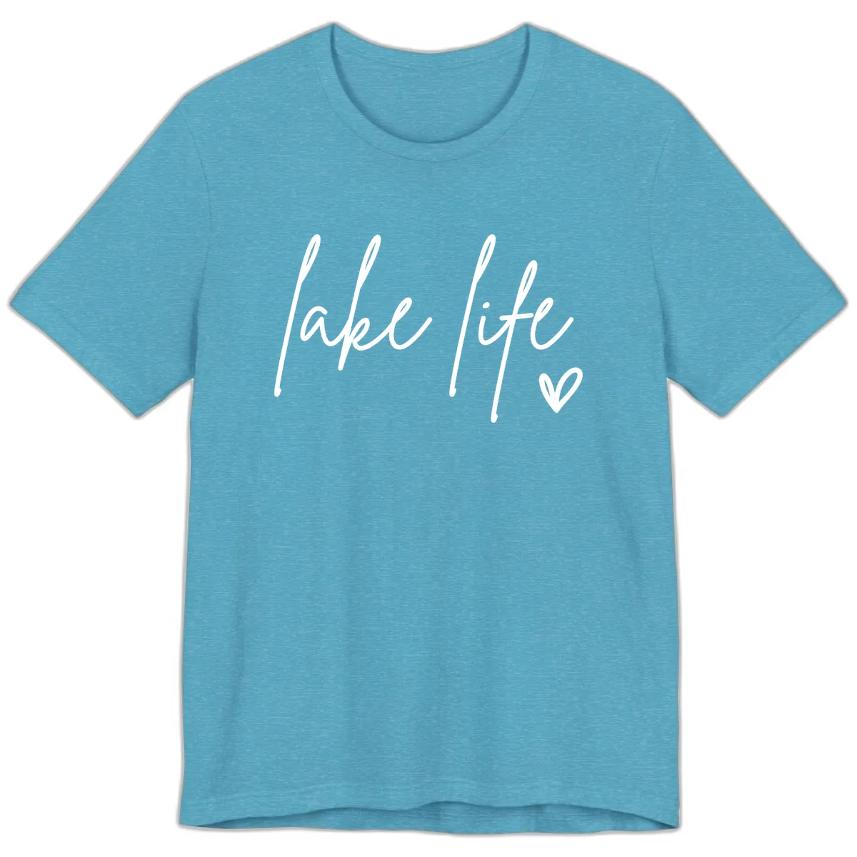 Lake Life Script Design Premium T-Shirt in Heather Aqua