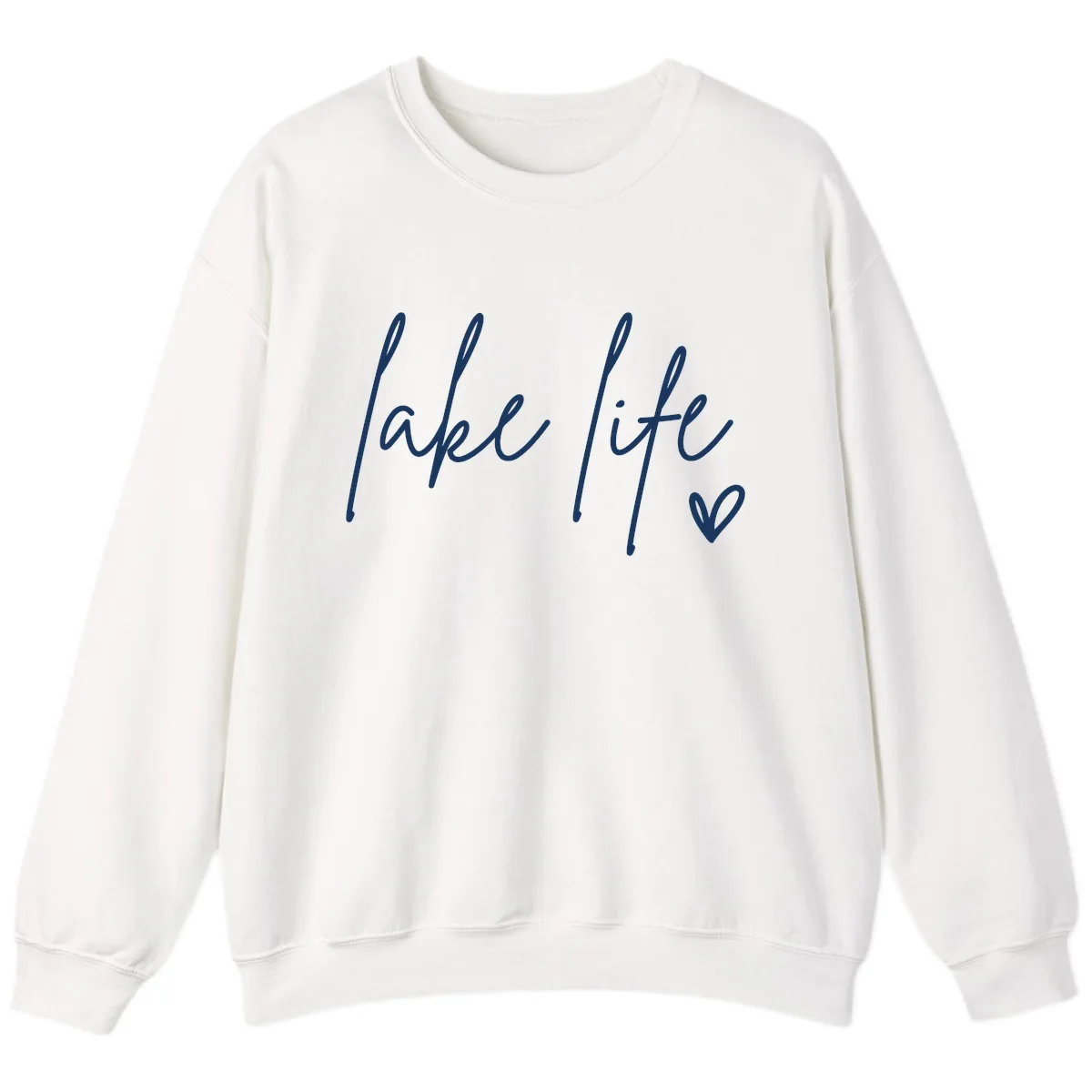Lake Life Script Design Sweatshirt in White