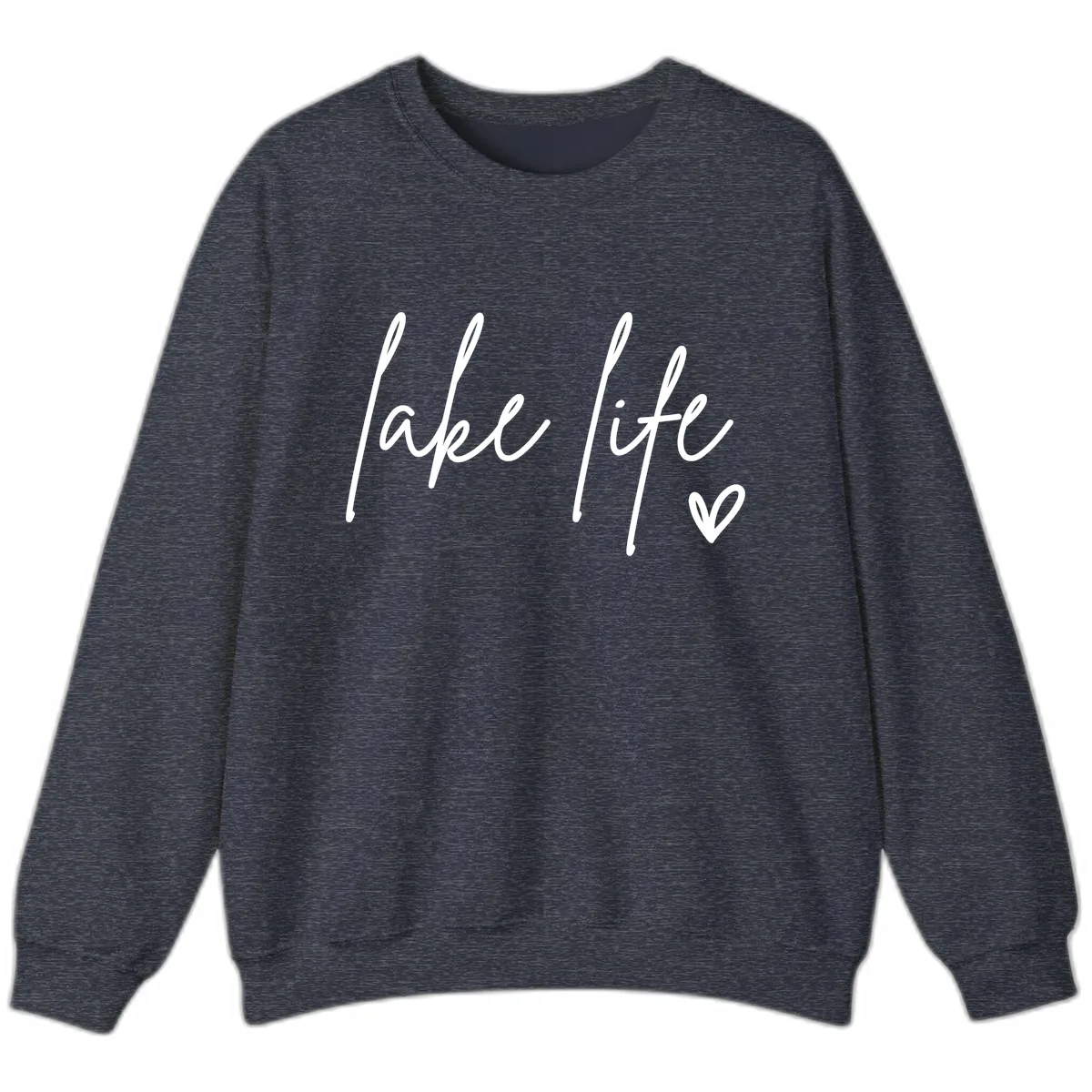Lake Life Script Design Sweatshirt in Heather Sport Dark Navy
